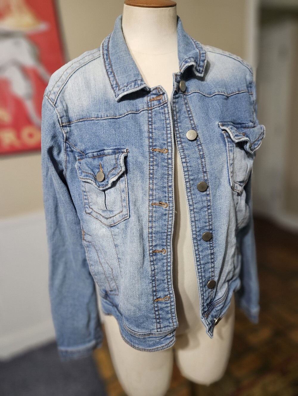 Love Fire Denim Distressed Jean Jacket XL